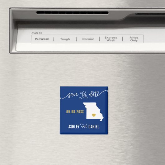 ネイビーミズーリ結婚式の日付マップを保存 マグネット (インサイチュ (食洗機))