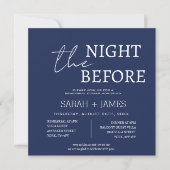 ネイビーミニマリストリハーサル結婚ディナーズスクエア 招待状 (正面)