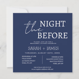 ネイビーミニマリストリハーサル結婚ディナーズスクエア 招待状