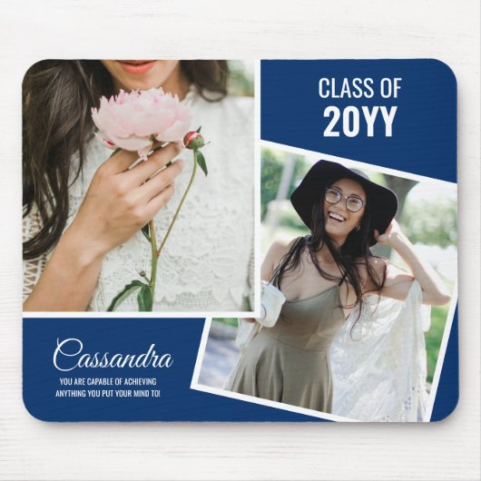 ネイビーミニマリスト2写真大学院卒業 マウスパッド (正面)