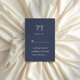 ネイビーミニマルブモダンエレガントルrsvpカード 出欠カード