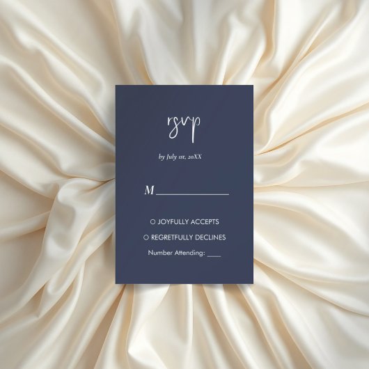 ネイビーミニマルブモダンエレガントルrsvpカード 出欠カード