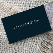 ネイビーミニマルブルークリーンタイポグラフィスクリプト 名刺