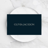 ネイビーミニマルブルークリーンタイポグラフィスクリプト 名刺