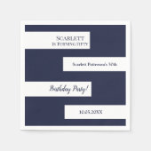 ネイビーミニマルブルーホワイトエレガントシック50th誕生日 スタンダードカクテルナプキン (正面)