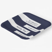 ネイビーミニマルブルーホワイトエレガントシック50th誕生日 ペーパープレート (傾斜あり)