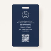 ネイビーミニマルブルー写真モダン社員スタッフ バッジ (裏面)