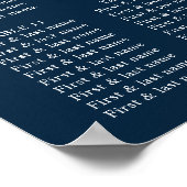 ネイビーミニマルブ結婚ブルーの座席表 ポスター (角)