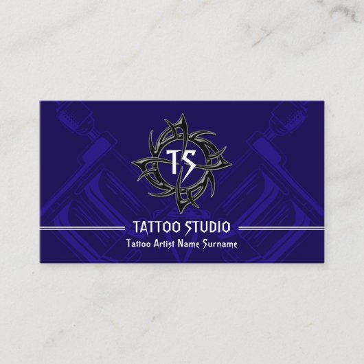 ネイビーミニマルヴィンテージモダンタトゥースタジオ 名刺 (正面)