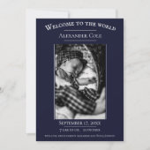 ネイビーミニマル写真誕生のお知らせ 案内状 (正面)