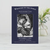 ネイビーミニマル写真誕生のお知らせ 案内状 (スタンド正面)