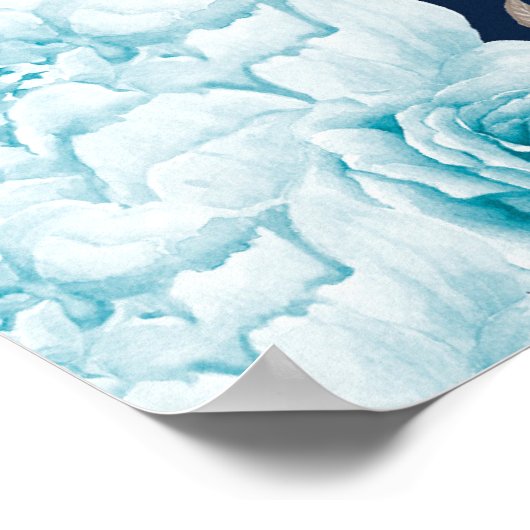 ネイビームーンエレファントバルーン男の子のシャワーへようこそ ポスター (角)