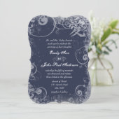 ネイビーメタリック銀漢字ラブスワール 招待状 (スタンド正面)