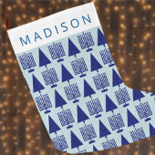 ネイビーメリーインターフェイスクリスムカかわいい子供名 ラージクリスマスストッキング