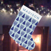 ネイビーメリーインターフェイスクリスムカかわいい子供名 ラージクリスマスストッキング