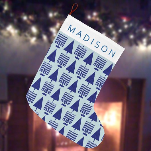 ネイビーメリーインターフェイスクリスムカかわいい子供名 ラージクリスマスストッキング