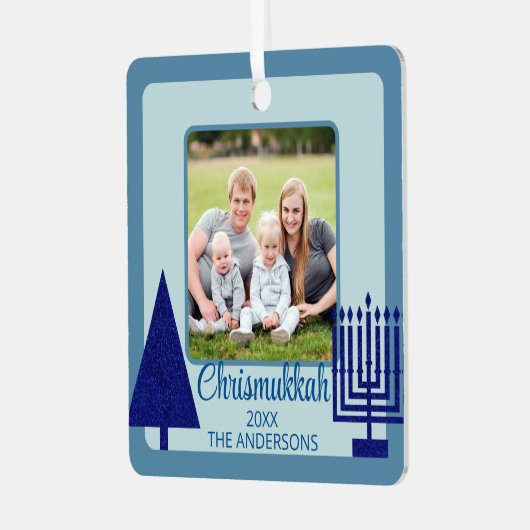 ネイビーメリーインターフェイスクリスムカ両面 メタルオーナメント (正面左)