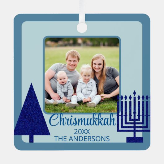 ネイビーメリーインターフェイスクリスムカ両面 メタルオーナメント (正面)