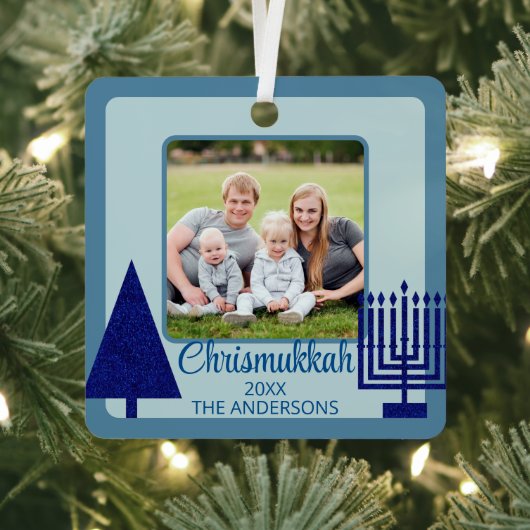 ネイビーメリーインターフェイスクリスムカ両面 メタルオーナメント (インサイチュ)