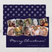 ネイビーメリークリスマスウィットブラック10フォトコラージュ シーズンカード (正面/裏面)