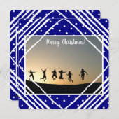ネイビーメリークリスマスフォトモダンー シーズンカード (正面/裏面)