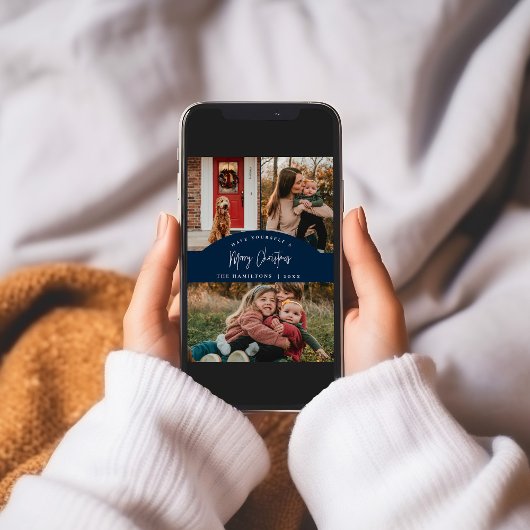 ネイビーメリークリスマスモダンミニマリストカード シーズンカード