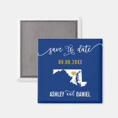 ネイビーメリーランド結婚式の日付マップを保存 マグネット (正面/裏面)