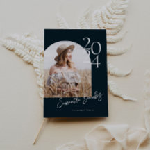 ネイビーモダンアーチミニマル写真卒業パーティー