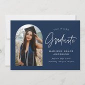 ネイビーモダンアーチ写真卒業 案内状 (正面)