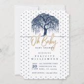 ネイビーモダンウィローツリーベビーシャワー招待状 招待状 (正面)