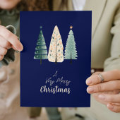 ネイビーモダンウィンターエレガントウォーター色クリスマス シーズンカード