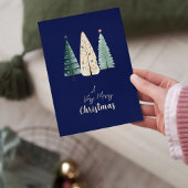 ネイビーモダンウィンターエレガントウォーター色クリスマス シーズンカード
