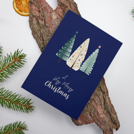 ネイビーモダンウィンターエレガントウォーター色クリスマス シーズンカード