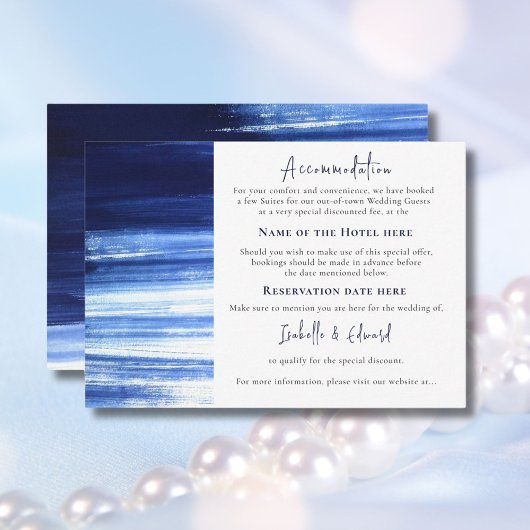 ネイビーモダンウォーターカラーウォッシュアコモデーション エンクロージャーカード