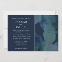 ネイビーモダンエメラルド抽象芸術ウォーターカラー招待状