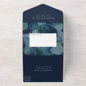 ネイビーモダンエメラルド抽象芸術水彩色 オールインワン招待状 (外側)