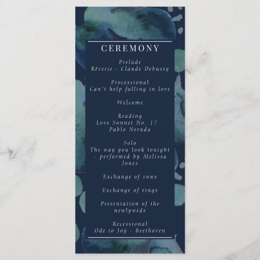 ネイビーモダンエメラルド抽象芸術水彩色 プログラム (正面)