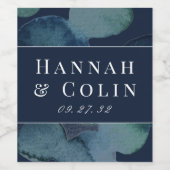 ネイビーモダンエメラルド抽象芸術水彩色 ワインラベル (シングルラベル)