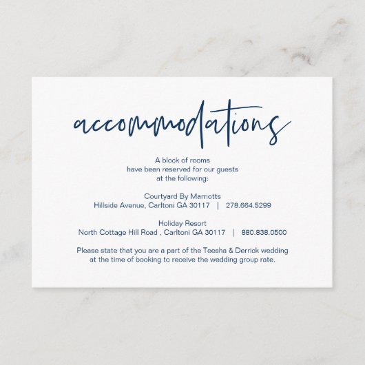 ネイビーモダンエレガンスカジュアルホテル エンクロージャーカード (正面)