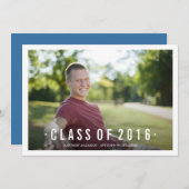 ネイビーモダンクラス写真卒業招待状 招待状 (正面/裏面)