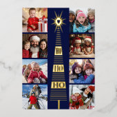 ネイビーモダンクリスマスフォトフォイルホリデーカード 箔シーズンカード (正面)