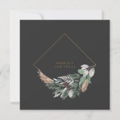 ネイビーモダンググレークリスマス幾何学リース シーズンカード (正面)