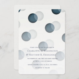 ネイビーモダンググレードットパターン結婚式招待状 招待状