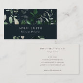 ネイビーモダングリーンの葉の熱帯の葉シダ 名刺 (正面/裏面)