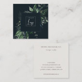ネイビーモダングリーンリービトロピカルフェーンロゴ スクエア名刺 (正面/裏面)