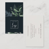 ネイビーモダングリーンリービトロピカルフェーンロゴ 名刺 (正面/裏面)