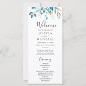 ネイビーモダングリーンリー素朴結婚式 プログラム (正面)