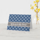 ネイビーモダングレイ従業員チームカードへようこそ カード (黄色い花)