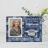 ネイビーモダングレイ《写真》ぼけ味バブル写真卒業 招待状 (スタンド正面)