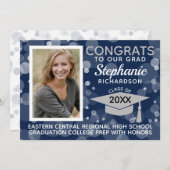 ネイビーモダングレイ《写真》ぼけ味バブル写真卒業 招待状 (正面/裏面)